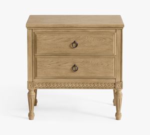 French Vintage Solid Wood 6-Drawer Chest of Drawers &amp; 2-Drawer <strong>Bedside</strong> <strong>Table</strong> with Carved Legs, <strong>Antique</strong> Bedroom Storage Furniture - Product Image 1