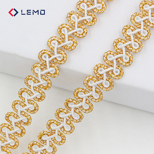 Cinta Trenzada de Hilo Metálico Dorado y Plateado con Bordado de Centípedo y Diseño Espiga para Ropa, Cortinas, Bolsos y Accesorios de Decoración - Product Image 4