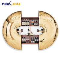 Meuble à vin mural extensible de luxe en forme d'ormeau, en acier inoxydable et bois massif, design moderne, pour bar et décoration artistique