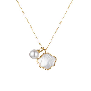 Natural Seashell Necklace Gold Chain Pearl Pendant Everyday Wear Fine Jewelry - Product Image 5