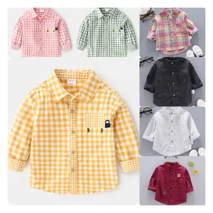 Plaid children's shirt pure cotton baby casual top 2024 spring and autumn new children's clothing boys long-sleeved shirt