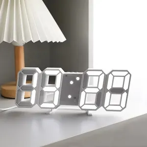 Horloge murale numérique 3D à LED Décoration de bureau multifonctionnelle à la mode Alarme murale créative à brancher Décorations pour la maison Calendriers - Product Image 2