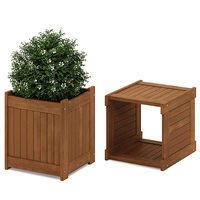 D-road Bac de Jardin Traditionnel surélevé pour Fleurs, avec Treillis pour Plantes Grimpantes, en Bois de Sapin Écologique, Banc de Jardin, à Base d'Eau
