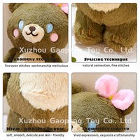 Usine de fabrication de jouets en peluche personnalisés, vente en gros d'animaux en peluche doux, faible MOQ, échantillonnage rapide, adorable ours en peluche brun pour cadeau et décoration