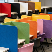 Panneau de séparation de bureau acoustique ASTM E84 en feutre PET 100% fibre de polyester, coins arrondis, pour l'intimité