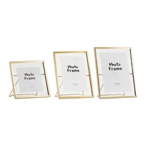 Gold Metal Lining Photo Frames Modern Concise 4in 6in 7in photos use glass Frames Metal Art Picture Photo Frames