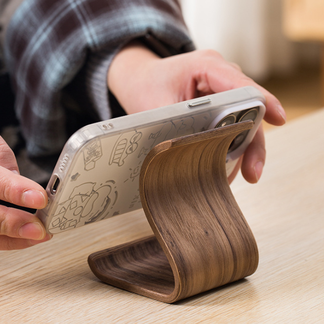 Portable Simple Creative Wooden Phone Stand Dashboard Mount Flexible Rotate Compatible iPad for Home Use TV Video Watching