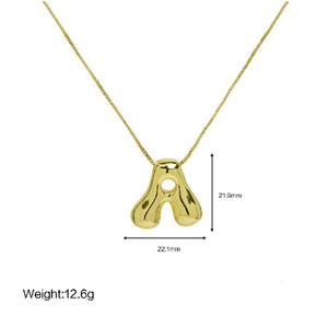 Phụ Nữ Tùy Chỉnh Cá Nhân Choker Đồ Trang Sức 18K Brass Mạ Vàng Chunky Bóng Bong Bóng Bảng Chữ Cái Ban Đầu Thư Dây Chuyền Mặt Dây Chuyền - Product Image 5