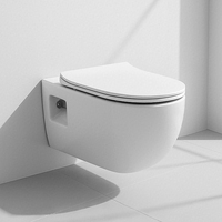Inodoro Suspendido de Alta Gama sin Borde, de Cerámica, con Descarga Potente, Diseño Arquitectónico Moderno para Baño