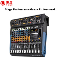 Console de mixage audio professionnelle 8 canaux D-8/12/16 en métal avec Bluetooth, USB, 256 effets DSP et alimentation fantôme 48V pour DJ de scène