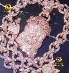 Pendentif Jésus en argent 925 avec moissanite VVS, serti de mosaïque de luxe sur mesure en or rose, certifié GRA, style Hip Hop Iced Out - Product Image 3