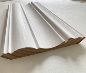 Decorative White Primed Radiata Pine Wall Molding Kitchen Cabinet Crown Moulding
