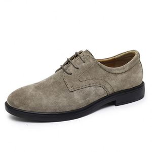 Chaussures habillées Oxford pour hommes en faux daim beige, bout rond, à lacets, semelle extérieure en caoutchouc respirante, pour le bureau et la carrière, toutes saisons - Product Image 2