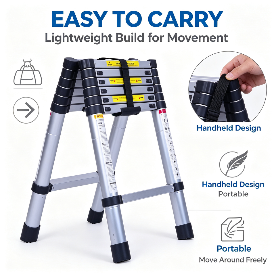 Model On Ladder Heavy Duty 150kg Aluminum Telescopic Ladder Single Sided Extension ...