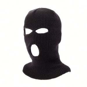 Vente en gros de masques de ski en tricot brodés de qualité supérieure, personnalisés, couvrant tout le visage, à 3 trous, bonnet d'hiver pour hommes et femmes - Product Image 5