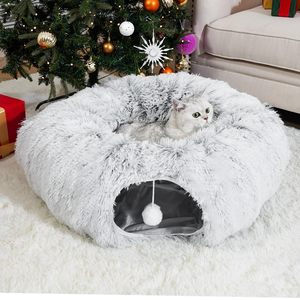 <span class=keywords><strong>Tunnel</strong></span> per Gatti con Cuccia per Gatti da Interno, Morbido <span class=keywords><strong>Tunnel</strong></span> a Ciambella in Peluche, Giocattolo Multifunzionale - Product Image 1