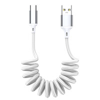 USB-C 3A Schnellladung Einziehbares Spiralkabel für Autoladegerät mit Geflochtener Nylon-Ummantelung Reiner Kupferleiter für CarPlay iPhone