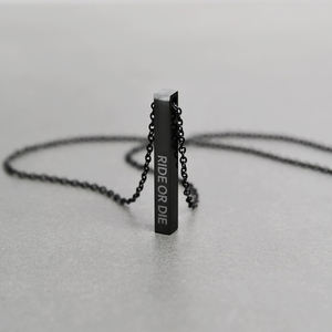 Collar negro de moda con un abalorio rectangular Bellamente grabado <span class=keywords><strong>Ride</strong></span> <span class=keywords><strong>or</strong></span> <span class=keywords><strong>Die</strong></span> hace una joyería de declaración fuerte - Product Image 6