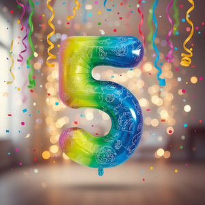 Globo de aluminio de 1M con gráficos impresos a doble cara, diseño de fiesta, amor, número 5, para cumpleaños infantiles - Product Image 2