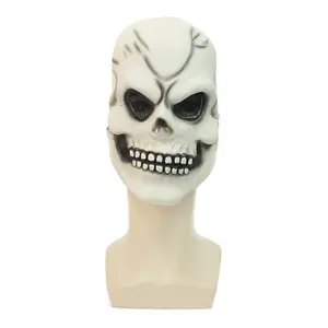 Nicro cadılar bayramı partisi iyilik hayalet yüz korkunç Cosplay Prop Masquerade beyaz yarım örgü lateks ürpertici gülümseme yüz çığlık maskesi