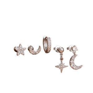 Orecchini a perno con stella e luna, stile coreano, per influencer online, semplici, freschi e versatili - Product Image 5