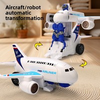 Avion en plastique électrique transformable avec musique et lumière, robot automatique omnidirectionnel, jouet pour enfants, utilisation en intérieur, vidéo FHD 1080p