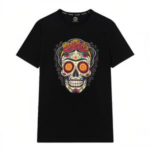Camiseta Frida Kahlo Catrina negra con diseño de calavera de azúcar del Día de Muertos - Product Image 1