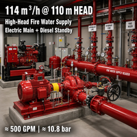 Ensemble de pompe à incendie électrique diesel 114 M3/h, 110 m de hauteur de refoulement, avec pompe jockey pour la protection incendie