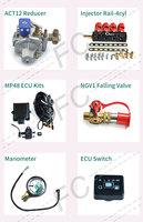 Kit Konversi Injeksi Sekuensial CNG 4 Silinder Dengan Reducer AT12, Kit Autogas Lengkap Dilengkapi ECU MP48 untuk Mobil