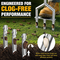 Aérateur de pelouse JH-Mech Custom Core Aerator à cadre renforcé en V, 3 dents creuses, tige multi-sections, aérateur à pointes métalliques