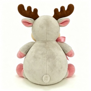 Juguete de Peluche de Reno Personalizado con Cinta Rosa, Reno de Peluche con Nariz Roja, Regalo de Peluche de Reno Suave y Esponjoso - Product Image 4