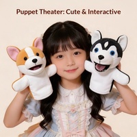 Marionnette de main chien Husky en peluche super douce, motif animal de dessin animé, bouche mobile, nouveau produit, interaction parent-enfant pour la maternelle
