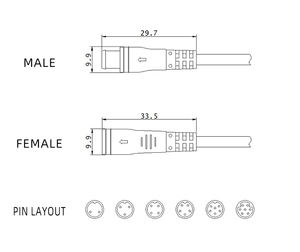 사용자 정의 M8 센서 케이블 M8 M7 M6 Ip65 Ip67 2 3 4 5 6 핀 남성 Ebike 전기 자전거 2 3 4 5 6 핀 방수 케이블 - Product Image 6