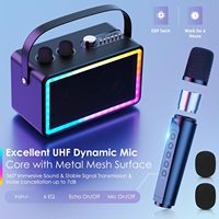 Máquina de Karaoke con 2 Micrófonos Inalámbricos, Sistema de Altavoces Portátil de 30W para el Hogar con Luces de Discoteca y Correa