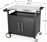 Carrito de Barbacoa Móvil para Exteriores con Superficie de Acero Inoxidable 403, Mesa de Preparación para Barbacoa con Puerto de Acceso para Manguera de Gas para Barbacoa en el Patio Trasero