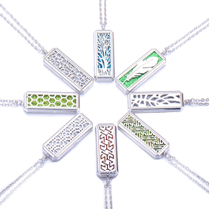 Aromatherapy <strong>Diffuser</strong> Jewelry Rectangle Stainless Steel Magnetic Locket Essential Oil Perfume <strong>Necklace</strong> - Product Image 1