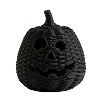Lanterne Citrouille en Résine en Gros avec Couvercle Chapeau de Sorcière, Visage Creux, Décoration de Centre de Table pour Fête d'Halloween, Support de Bougie LED