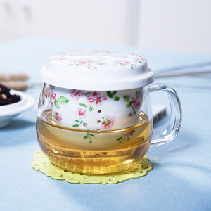 Tazza da Tè in <span class=keywords><strong>Vetro</strong></span> Borosilicato 12OZ di Lusso Moderna Fatta a Mano con Filtro in Ceramica Rinforzato Ecologica per Caffè/Tè - Product Image 3