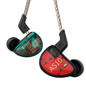 KZ AS10 5BA平衡电枢耳机入耳式有线耳机3.5毫米可拆卸有线耳机，带麦克风