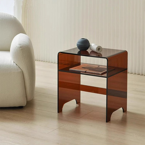 Juego de mesita de noche acrílica marrón café transparente, 2 <span class=keywords><strong>camas</strong></span> anidadas, mesita de noche, mesita de noche, armario <span class=keywords><strong>con</strong></span> cajón para muebles de dormitorio - Product Image 4