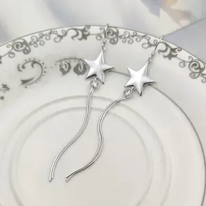 Fashion Jewelry Trendy 925 Sterling Silver Tassels Earring Fish Hook Hoop Dangling Earrings For Women