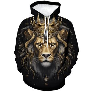 <span class=keywords><strong>Felpa</strong></span> <span class=keywords><strong>con</strong></span> Cappuccio Premium da Uomo <span class=keywords><strong>con</strong></span> Stampa 3D Re <span class=keywords><strong>Leone</strong></span>, Corona Maestosa, Pullover <span class=keywords><strong>con</strong></span> Tasche per Uso Quotidiano e Casual - Product Image 1