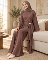 Ensemble robe haut de gamme couleur unie AW0321 – Vêtements musulmans islamiques tendance, hijabs, style décontracté pour le quotidien