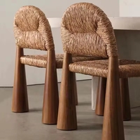 Chaise VL moderne en bois massif italien avec tressage en vigne, style vintage, pour restaurant, maison d'hôtes, design artistique, salle à manger
