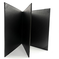 Porte-menus en cuir PU haut de gamme avec impression de logo personnalisée, insert à 4 vues, pour hôtels et restaurants