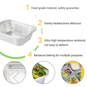 Factory Price Disposable Rectangular Aluminum <b>Foil</b> Food Grade <b>Containers</b> with Paper Lids PP Plastic Lid - Product Image 3