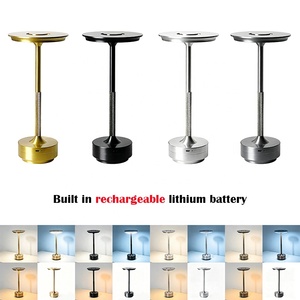 Lampe de table rechargeable en métal, LED tactile à intensité variable, sans fil, lumière d'ambiance nocturne pour bar, restaurant, chambre, hôtel, décoration - Product Image 1
