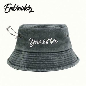 Casquette Bob en Jean Brodé Personnalisé Style Vintage, Coton Lavé, Casquette Classique pour Hommes et Femmes, Usage Quotidien Décontracté, Pêche, Ski, Plein Air - Product Image 4