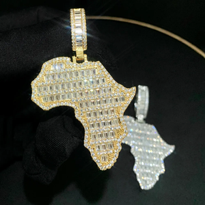 Moda Hip Hop joyería nuevo Iced Out Bling <span class=keywords><strong>Mapa</strong></span> de África colgante collar Color oro <span class=keywords><strong>completo</strong></span> CZ Zircon encanto hombres - Product Image 4