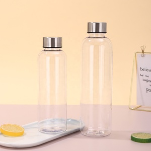 Botella de Agua Reutilizable de Plástico Transparente, Única, con Tapa de Rosca de Acero Inoxidable, a Prueba de Fugas, Libre de BPA, <span class=keywords><strong>para</strong></span> Gimnasio, Entrenamiento, Viajes - Product Image 1